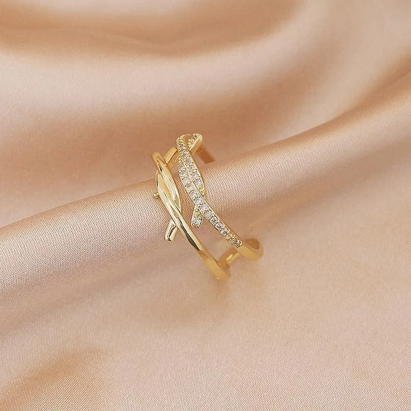 Luxury Gold Color Pearl Zircon Rings for Woman