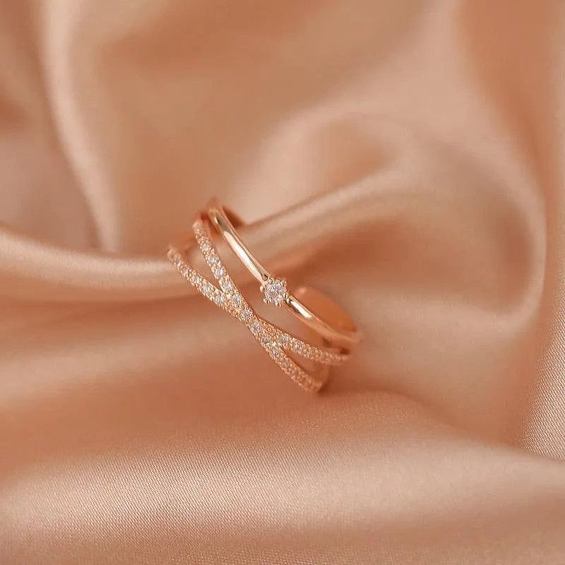 Luxury Gold Color Pearl Zircon Rings for Woman