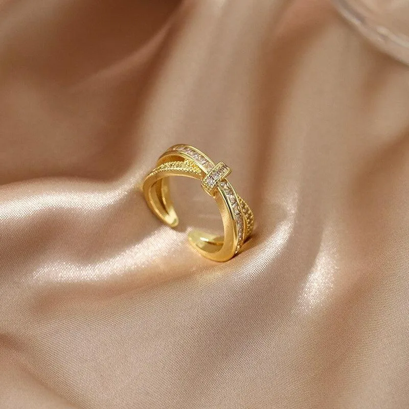 Luxury Gold Color Pearl Zircon Rings for Woman