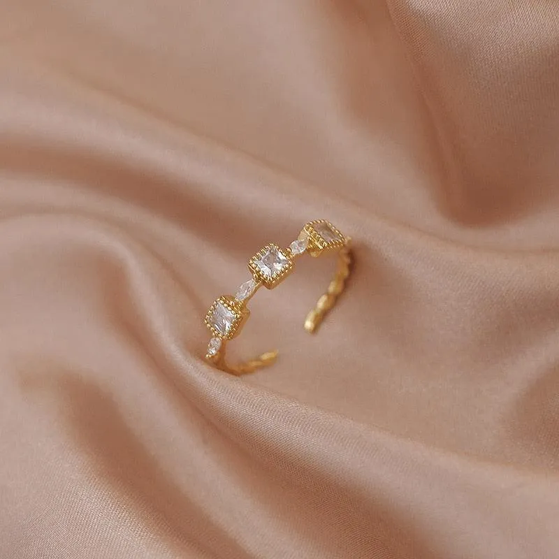 Luxury Gold Color Pearl Zircon Rings for Woman
