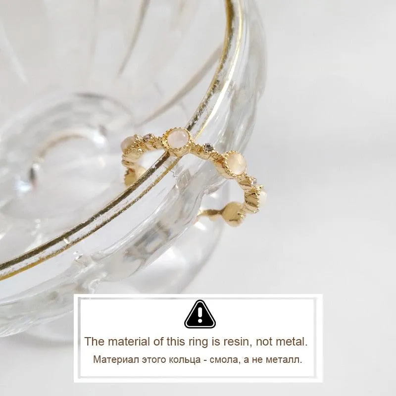 Luxury Gold Color Pearl Zircon Rings for Woman