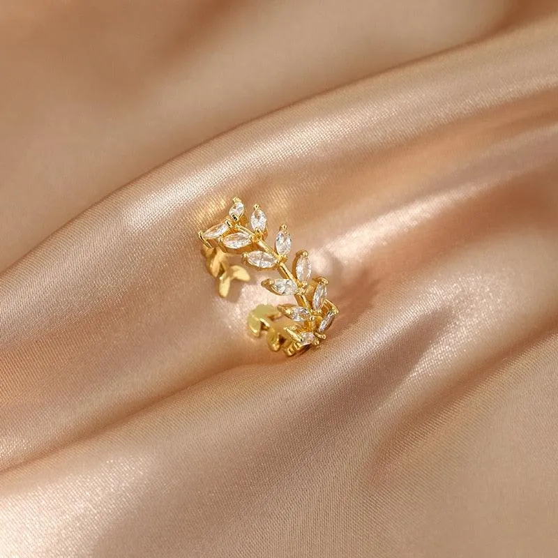 Luxury Gold Color Pearl Zircon Rings for Woman