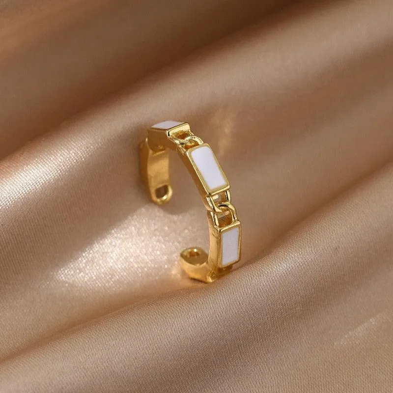 Luxury Gold Color Pearl Zircon Rings for Woman