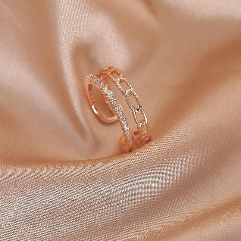 Luxury Gold Color Pearl Zircon Rings for Woman
