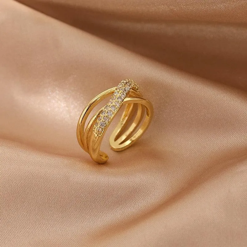 Luxury Gold Color Pearl Zircon Rings for Woman