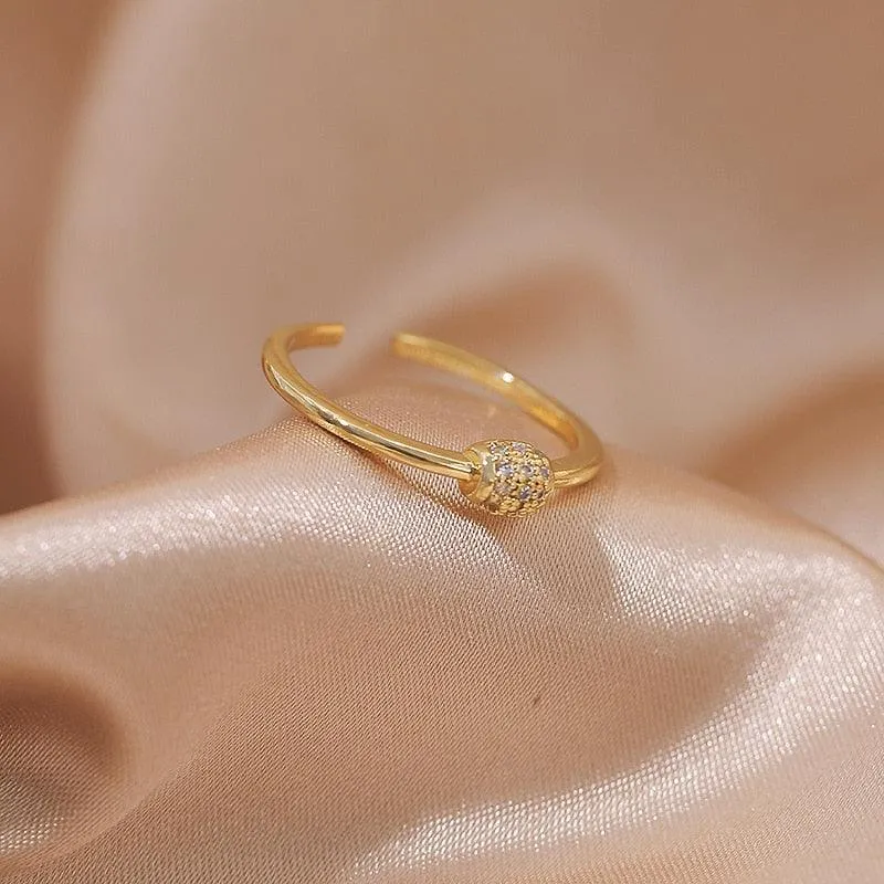 Luxury Gold Color Pearl Zircon Rings for Woman