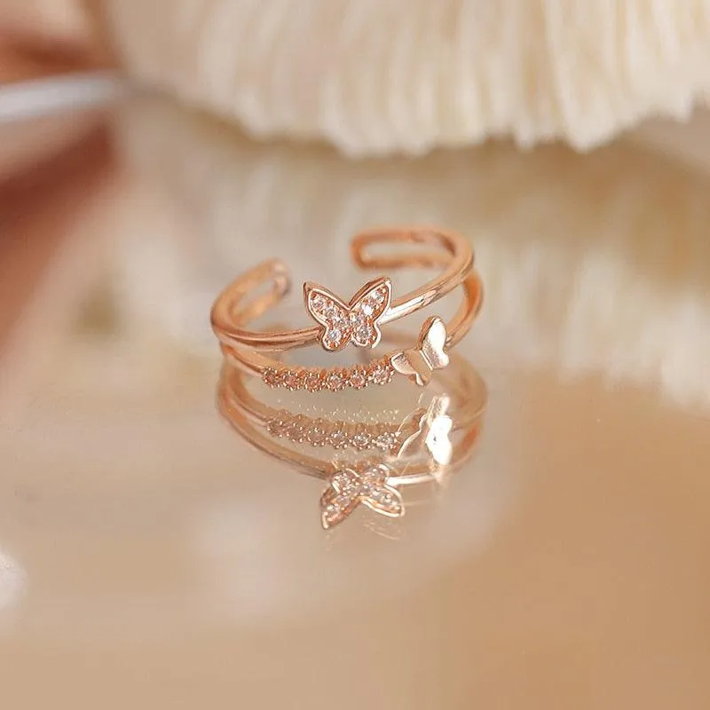 Luxury Gold Color Pearl Zircon Rings for Woman