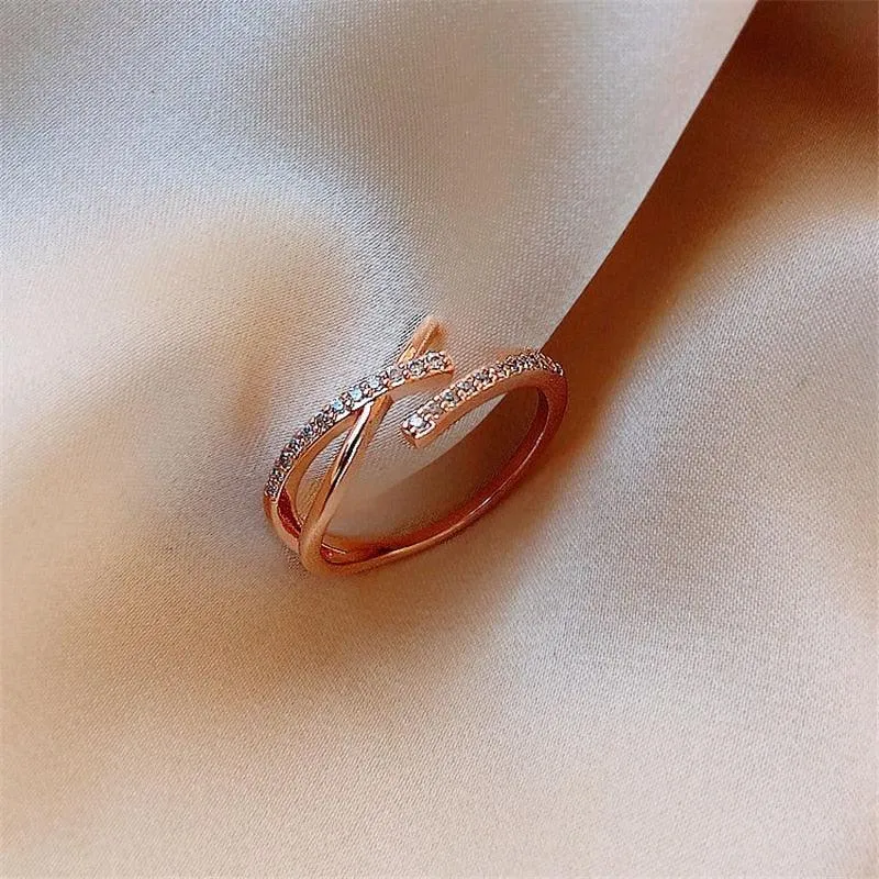 Luxury Gold Color Pearl Zircon Rings for Woman