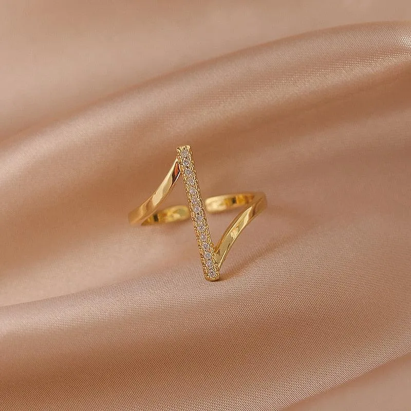 Luxury Gold Color Pearl Zircon Rings for Woman