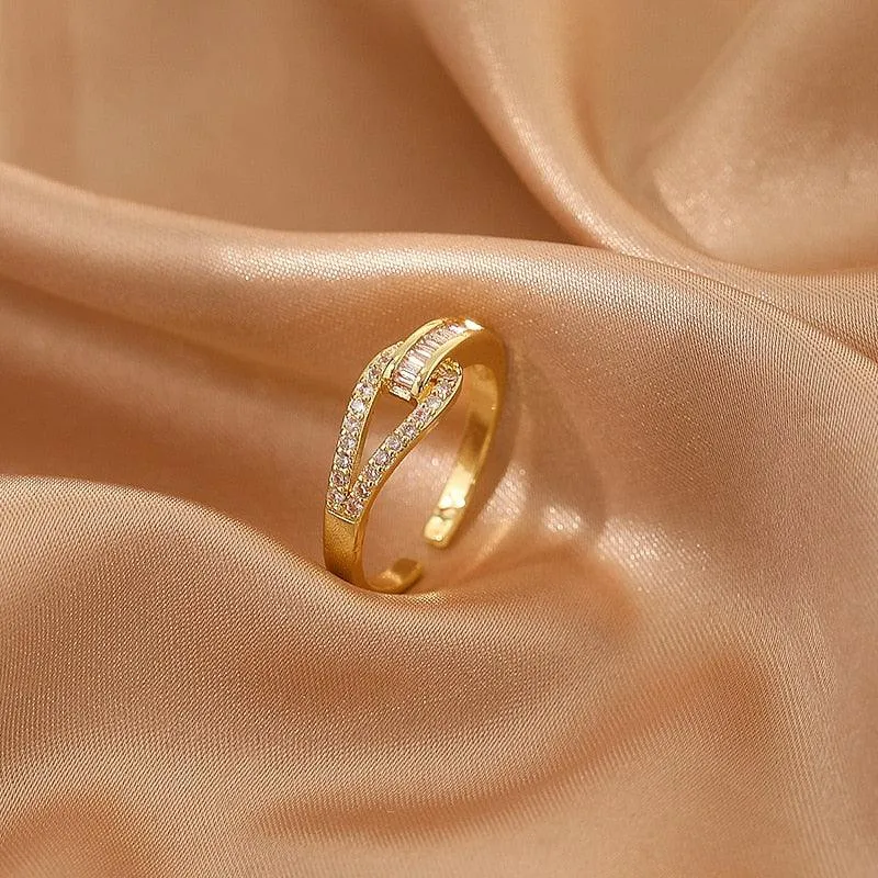 Luxury Gold Color Pearl Zircon Rings for Woman