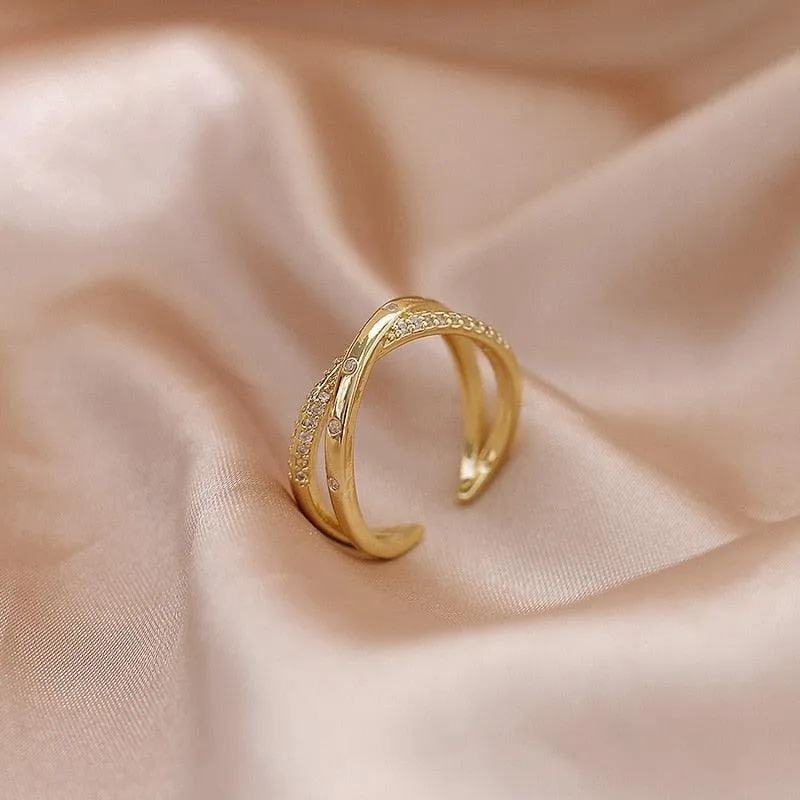 Luxury Gold Color Pearl Zircon Rings for Woman