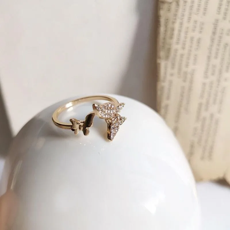 Luxury Gold Color Pearl Zircon Rings for Woman