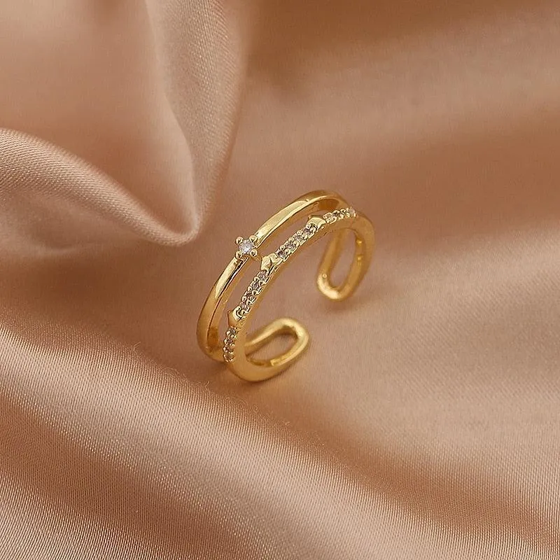 Luxury Gold Color Pearl Zircon Rings for Woman