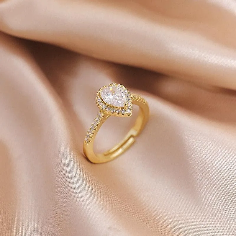 Luxury Gold Color Pearl Zircon Rings for Woman