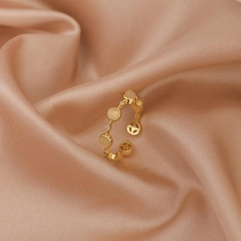 Luxury Gold Color Pearl Zircon Rings for Woman