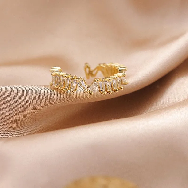 Luxury Gold Color Pearl Zircon Rings for Woman