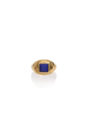Medium Ring in 18K Yellow Gold & Lapis Stone
