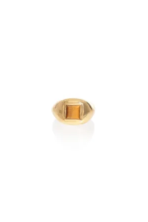 Medium Ring in 18K Yellow Gold & Tiger's Eye Stone