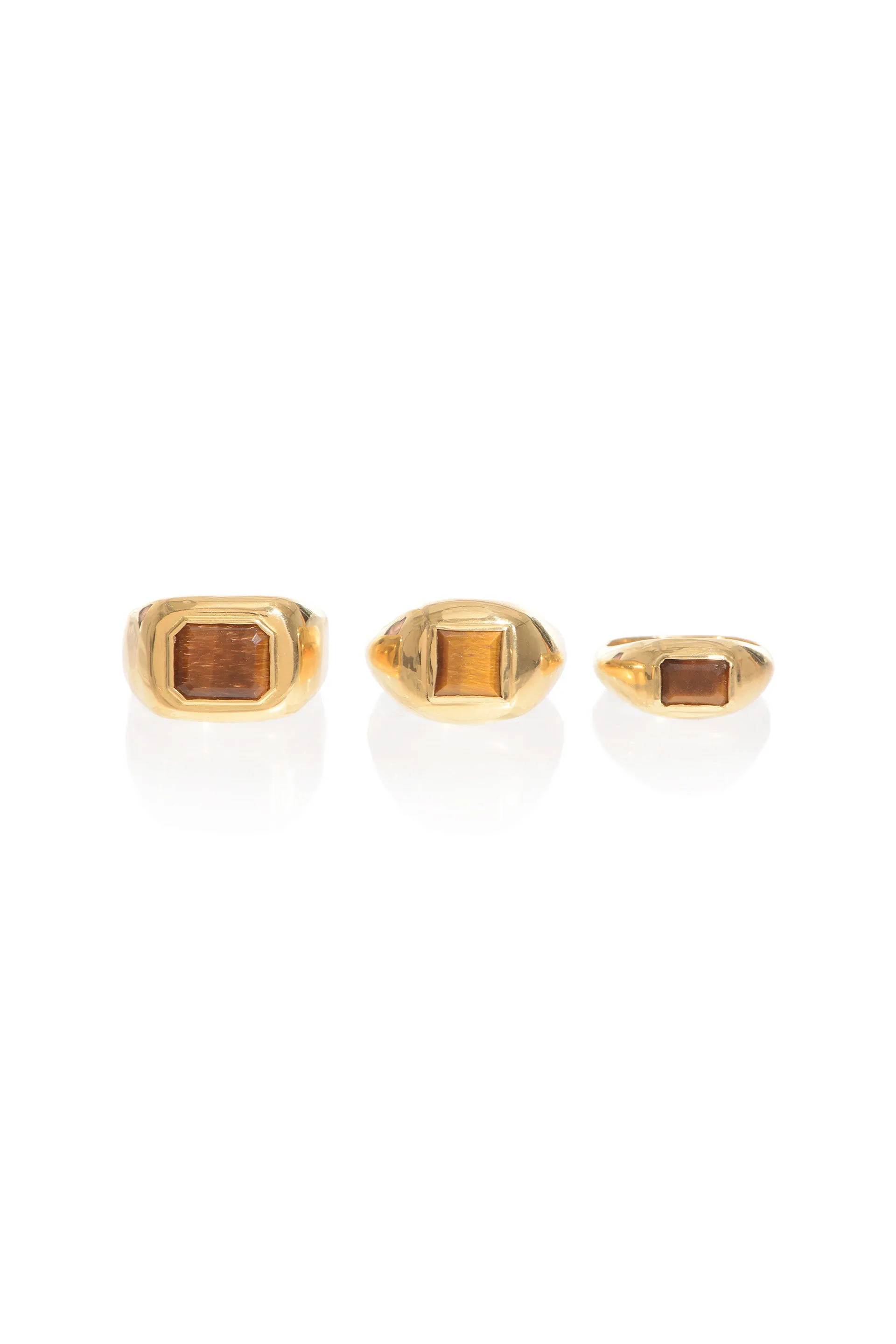 Medium Ring in 18K Yellow Gold & Tiger's Eye Stone