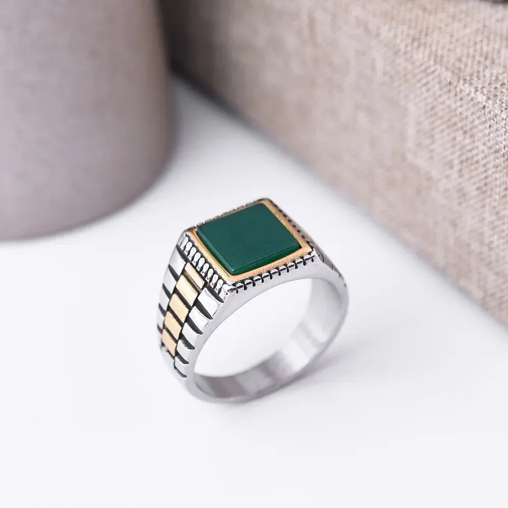 Men's 316LStainless Steel High Quality Onyx Rings Classic Trend Jewelry