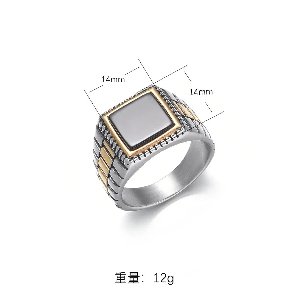 Men's 316LStainless Steel High Quality Onyx Rings Classic Trend Jewelry