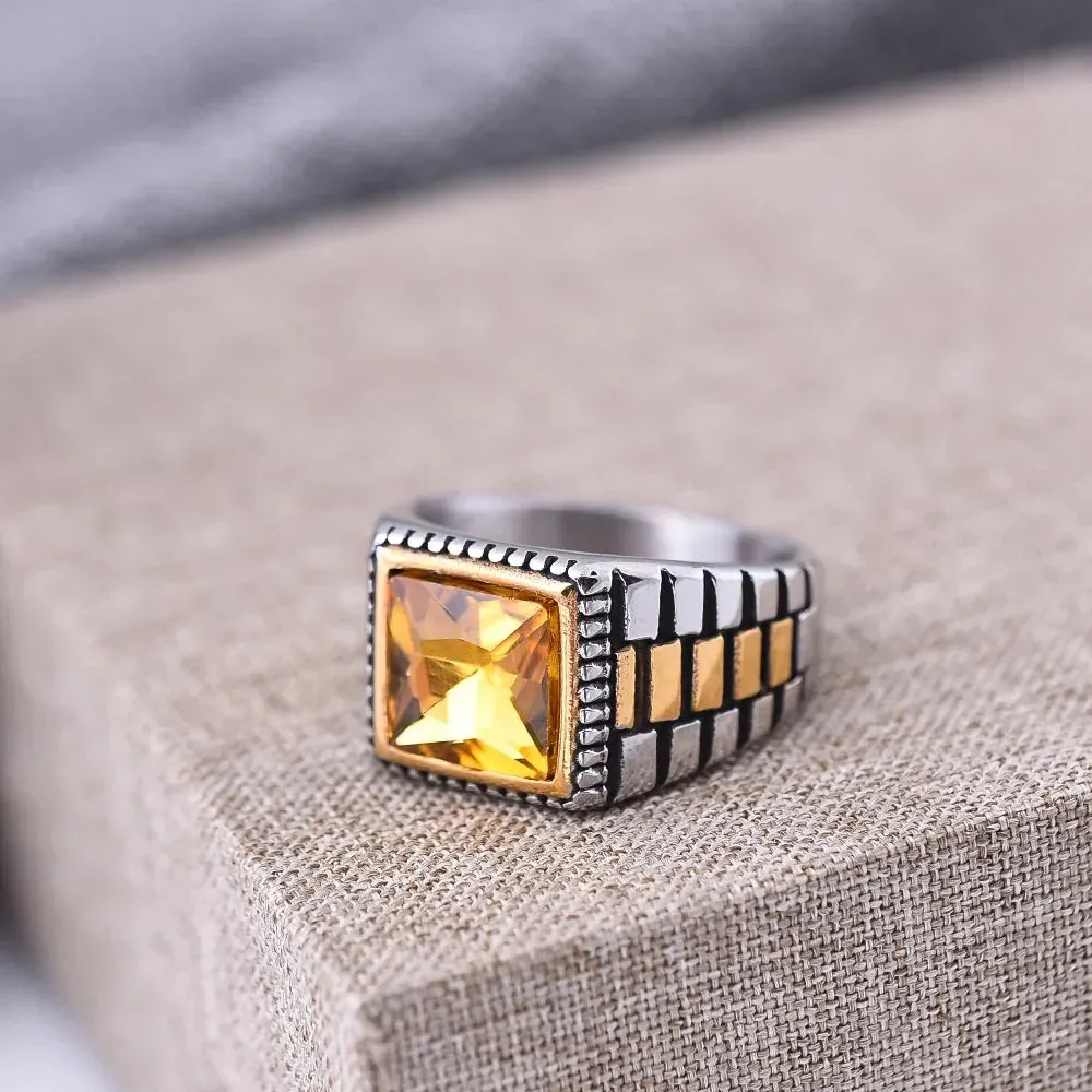 Men's 316LStainless Steel High Quality Onyx Rings Classic Trend Jewelry