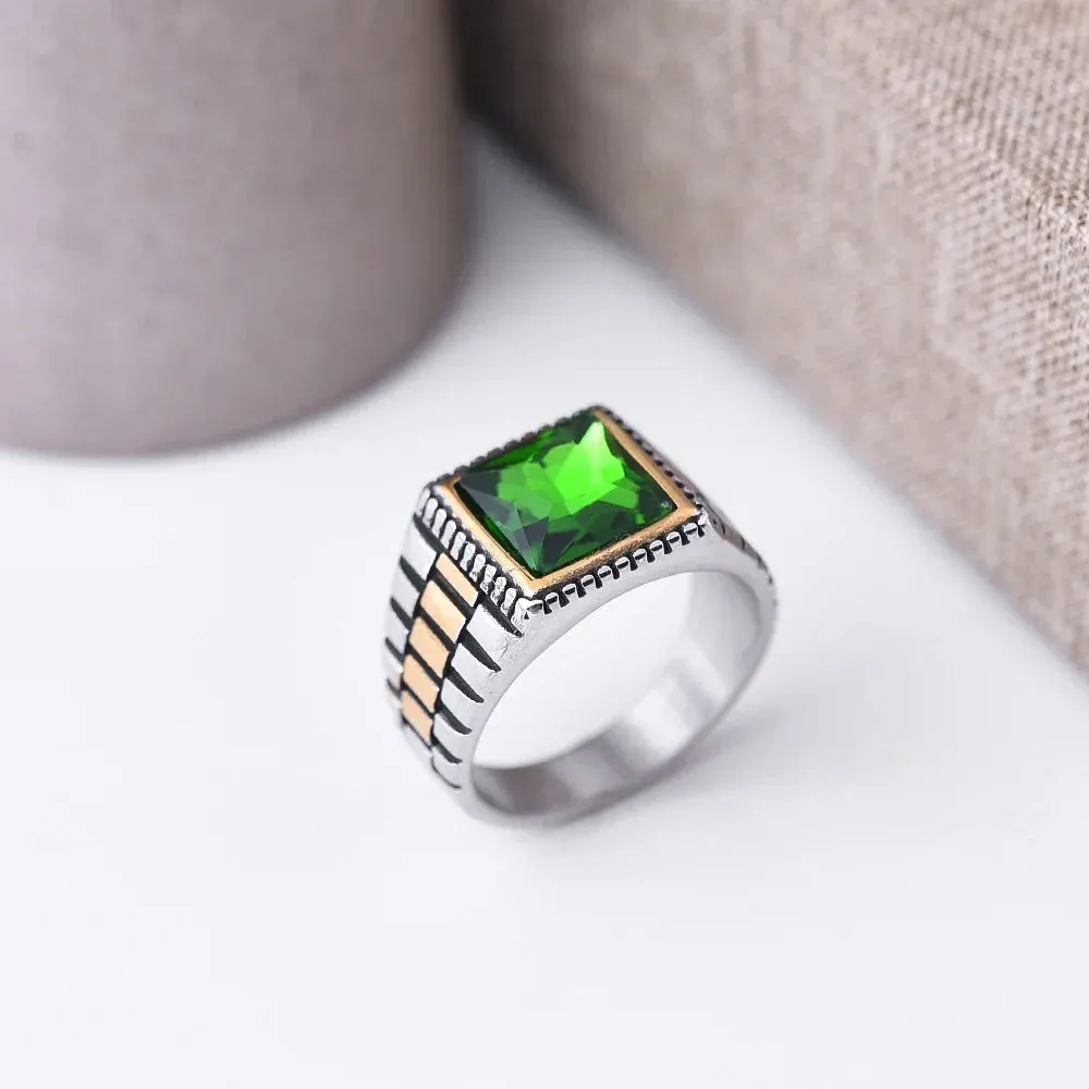 Men's 316LStainless Steel High Quality Onyx Rings Classic Trend Jewelry