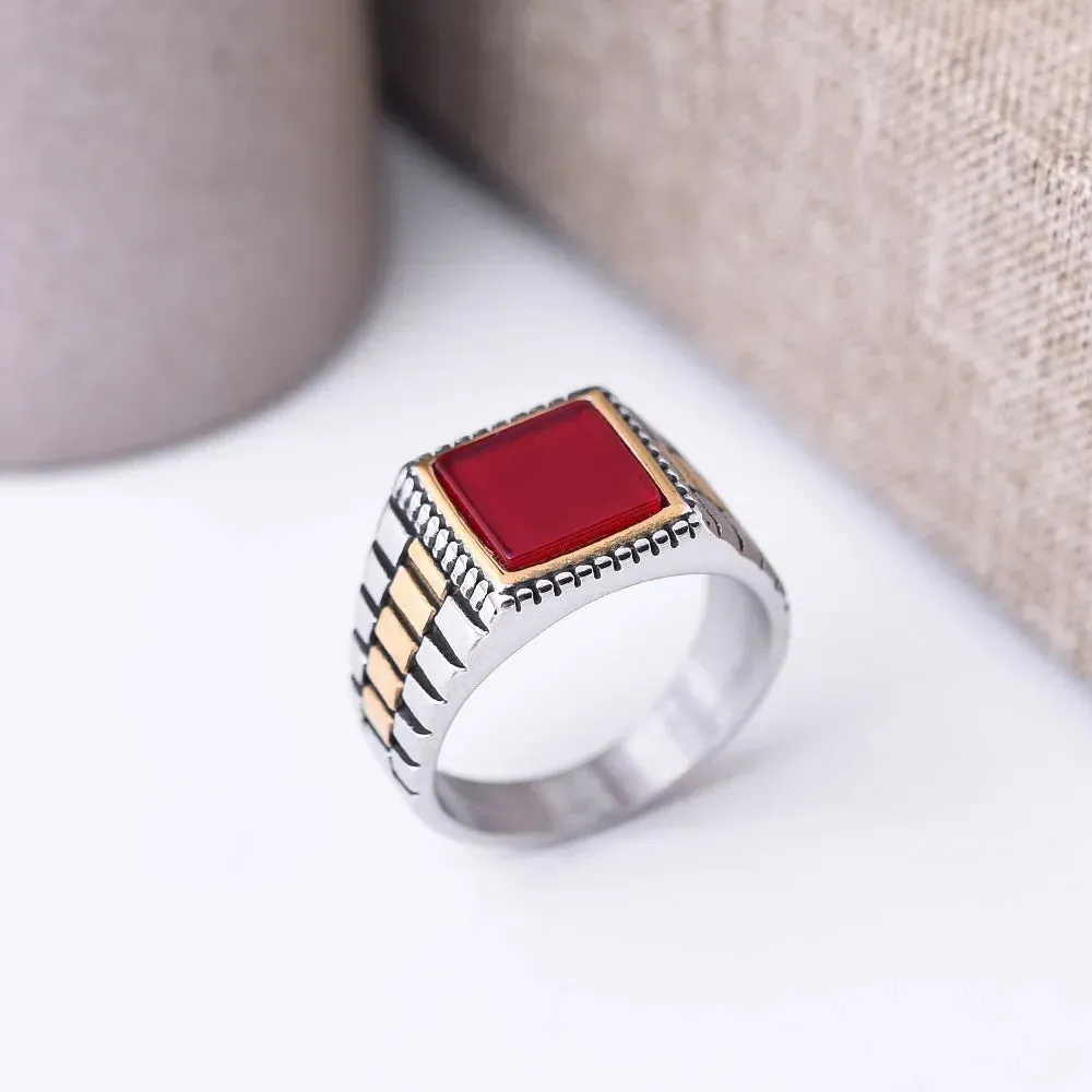 Men's 316LStainless Steel High Quality Onyx Rings Classic Trend Jewelry