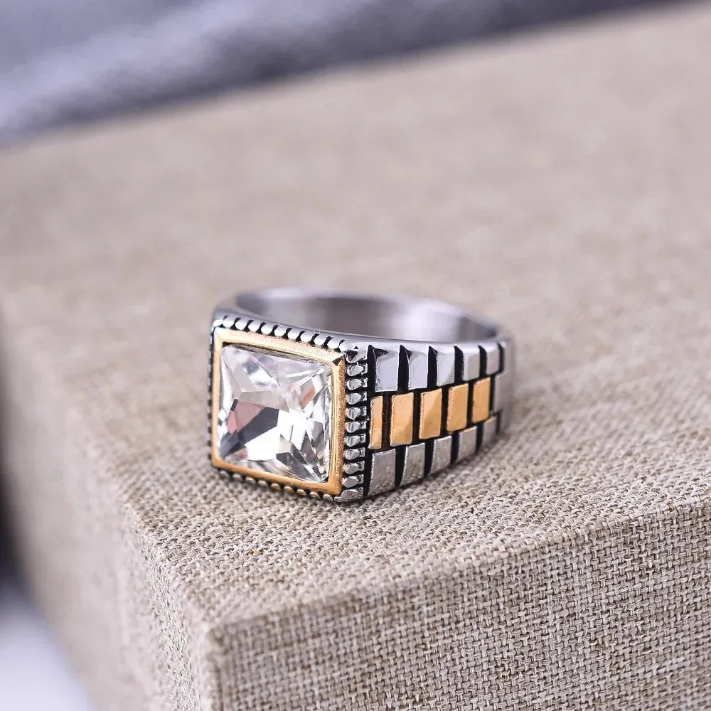 Men's 316LStainless Steel High Quality Onyx Rings Classic Trend Jewelry