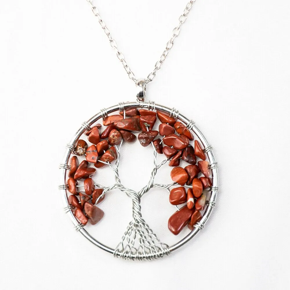 Natural Crystal Stone Tree of Life Pendant