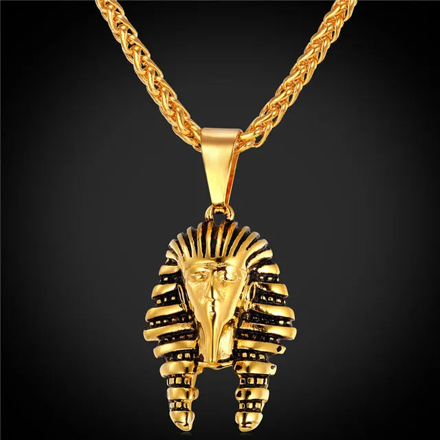 Pharaoh Stainless Steel/Gold Color Chain Necklace Pendant