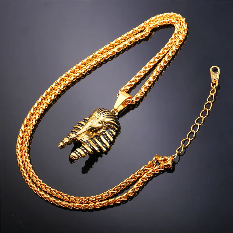 Pharaoh Stainless Steel/Gold Color Chain Necklace Pendant