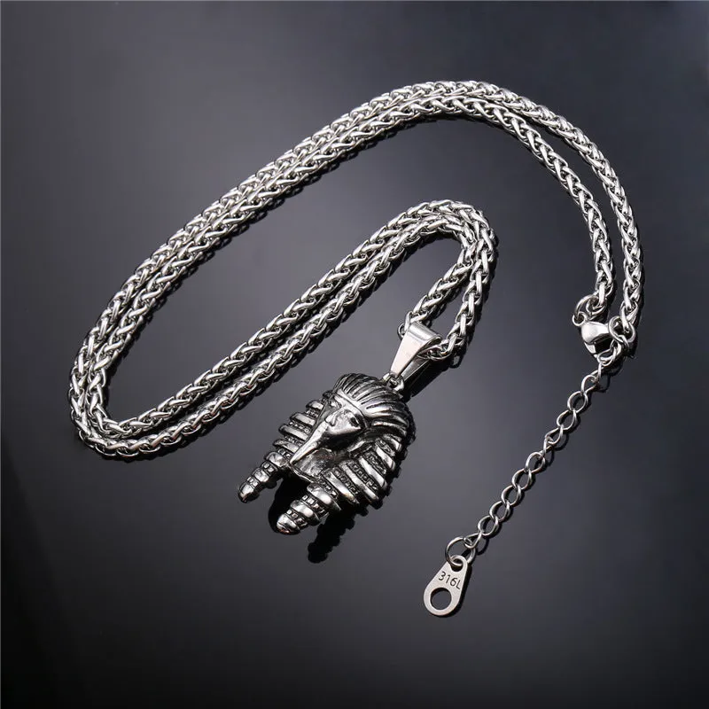 Pharaoh Stainless Steel/Gold Color Chain Necklace Pendant