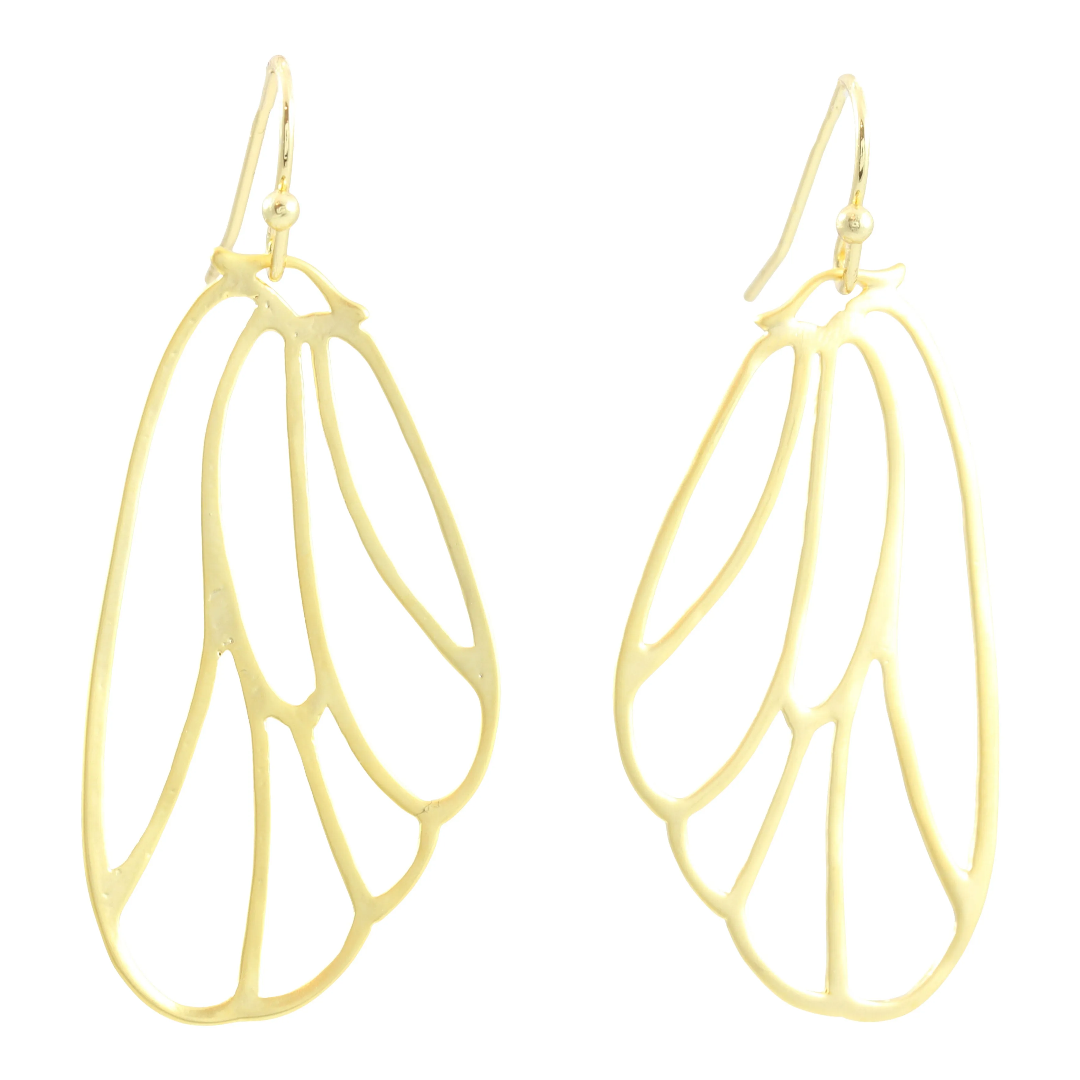"L'Or" Matte Gold or Silver Filigree Cicada Wing Earrings