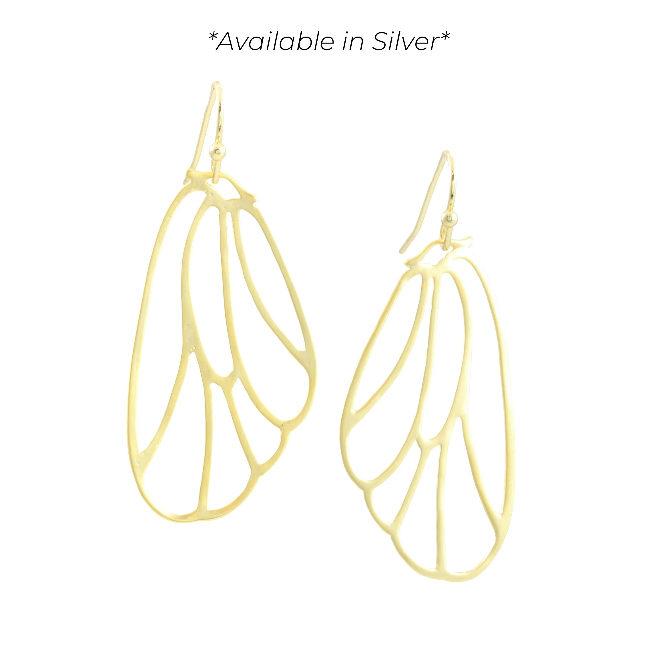 "L'Or" Matte Gold or Silver Filigree Cicada Wing Earrings