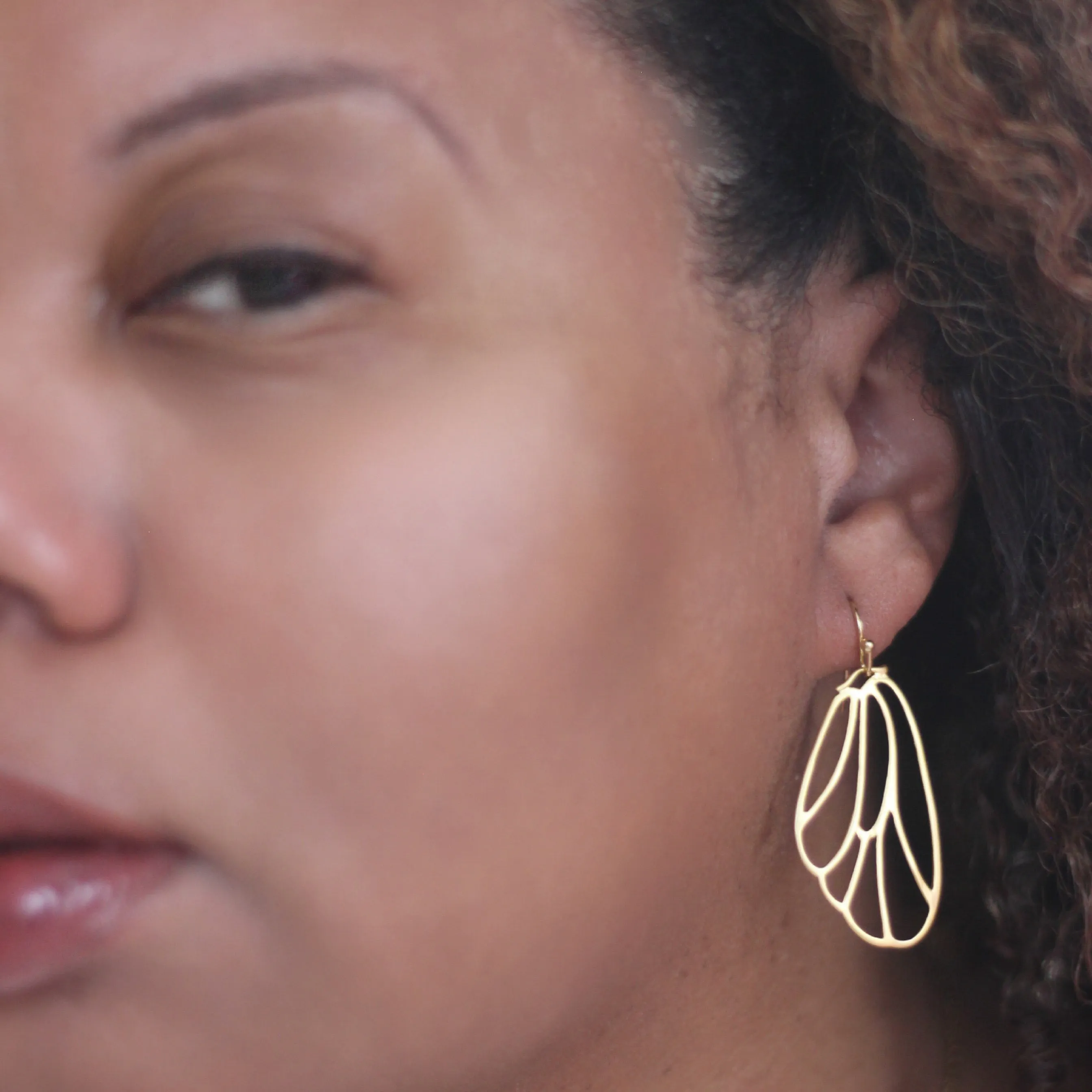 "L'Or" Matte Gold or Silver Filigree Cicada Wing Earrings