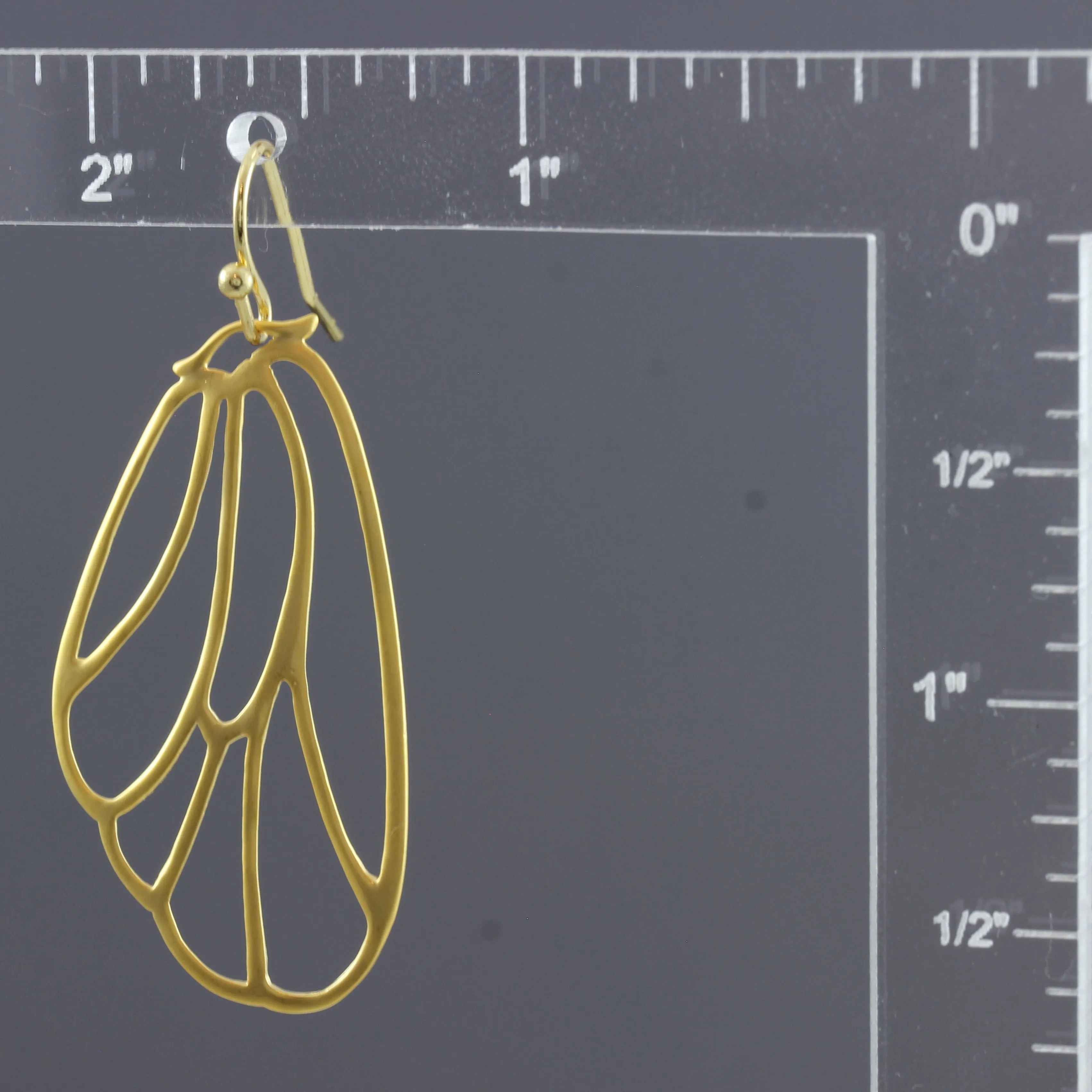 "L'Or" Matte Gold or Silver Filigree Cicada Wing Earrings