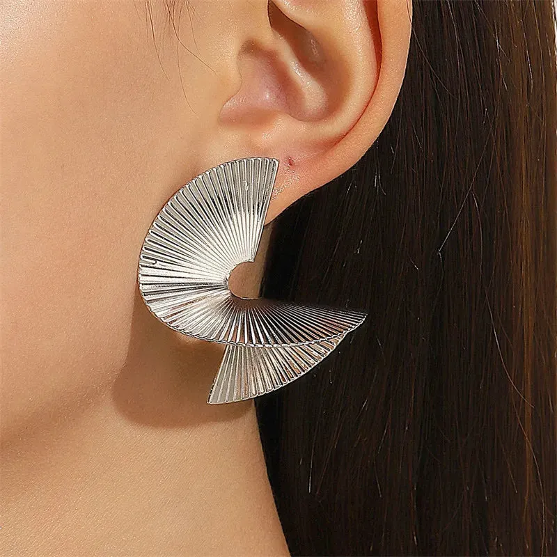 Retro Twisted Spiral Statement Earrings