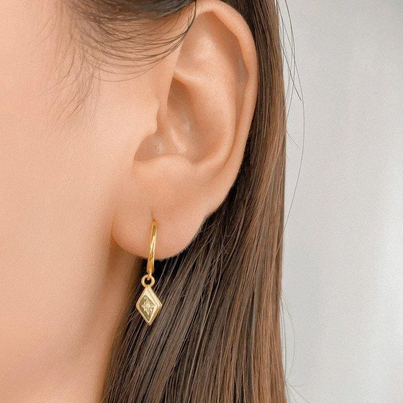 Simple Geometric with Star Hoop Earrings