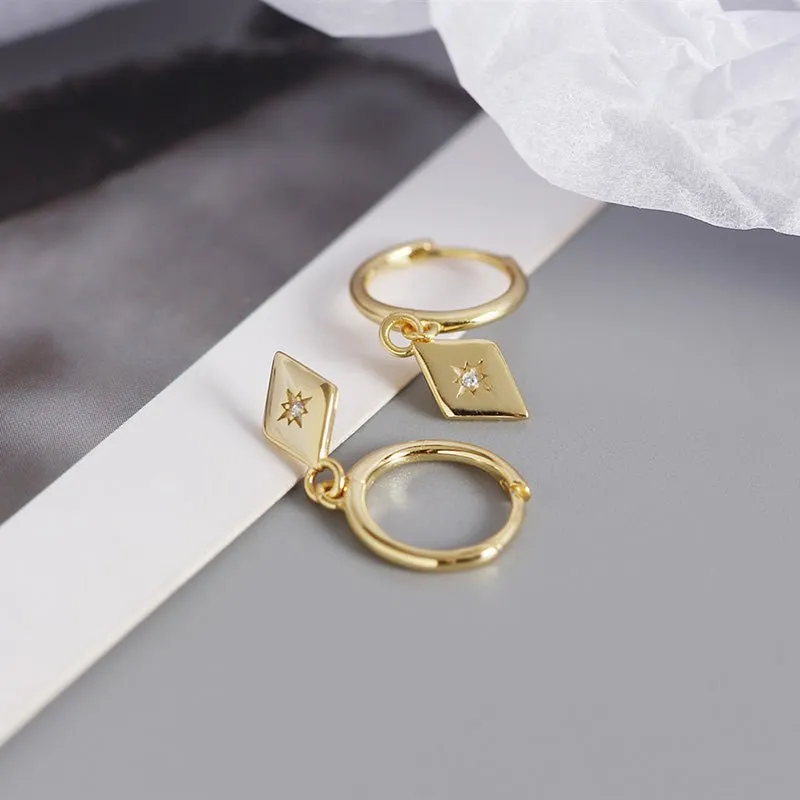 Simple Geometric with Star Hoop Earrings