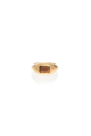 Small Ring in 18K Yellow Gold & Tiger's Eye Stone
