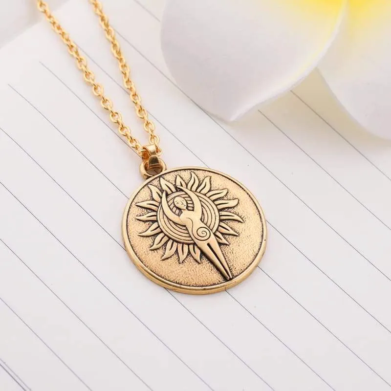 Teamer Jewelry Antique Gold/Silver Rope/link Chain Ancient Greece Astarte Fertility Goddess Wicca Necklace Best gift for Easter