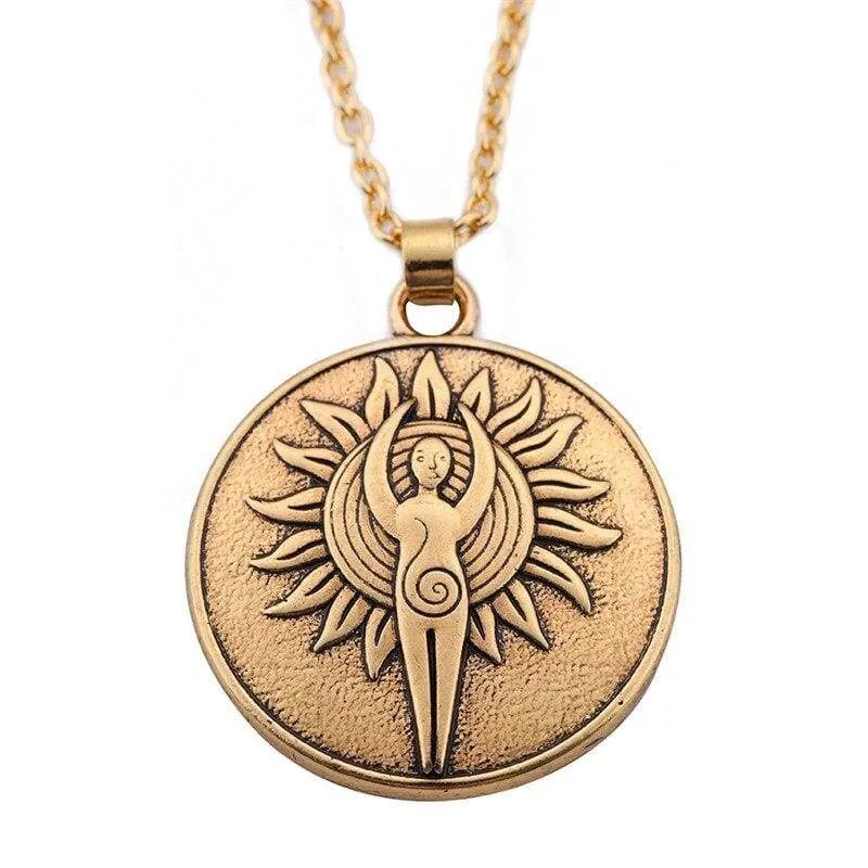 Teamer Jewelry Antique Gold/Silver Rope/link Chain Ancient Greece Astarte Fertility Goddess Wicca Necklace Best gift for Easter