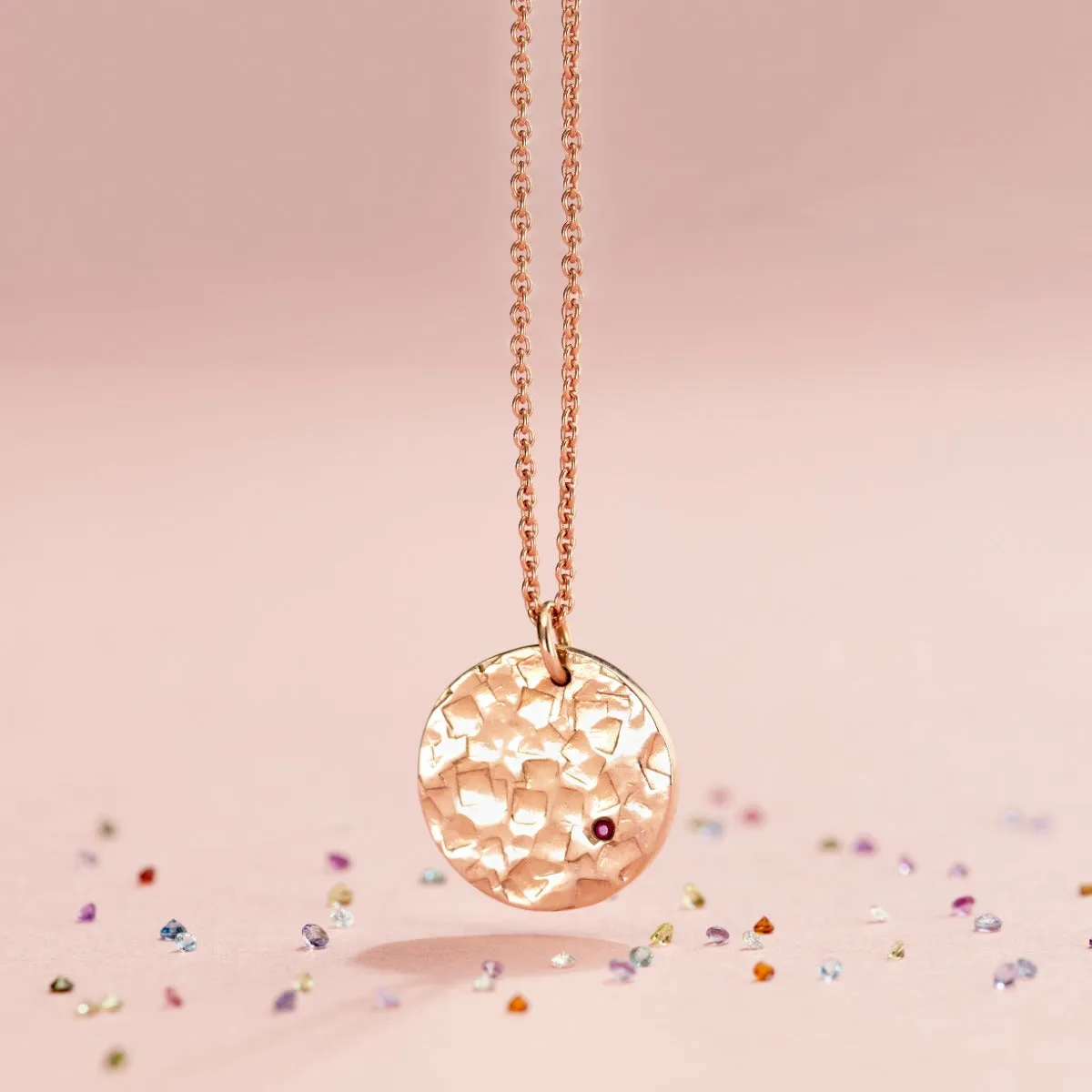 Textured Confetti Birthstone Disc Necklace