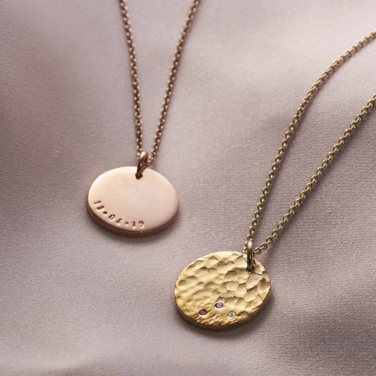 Textured Confetti Birthstone Disc Necklace