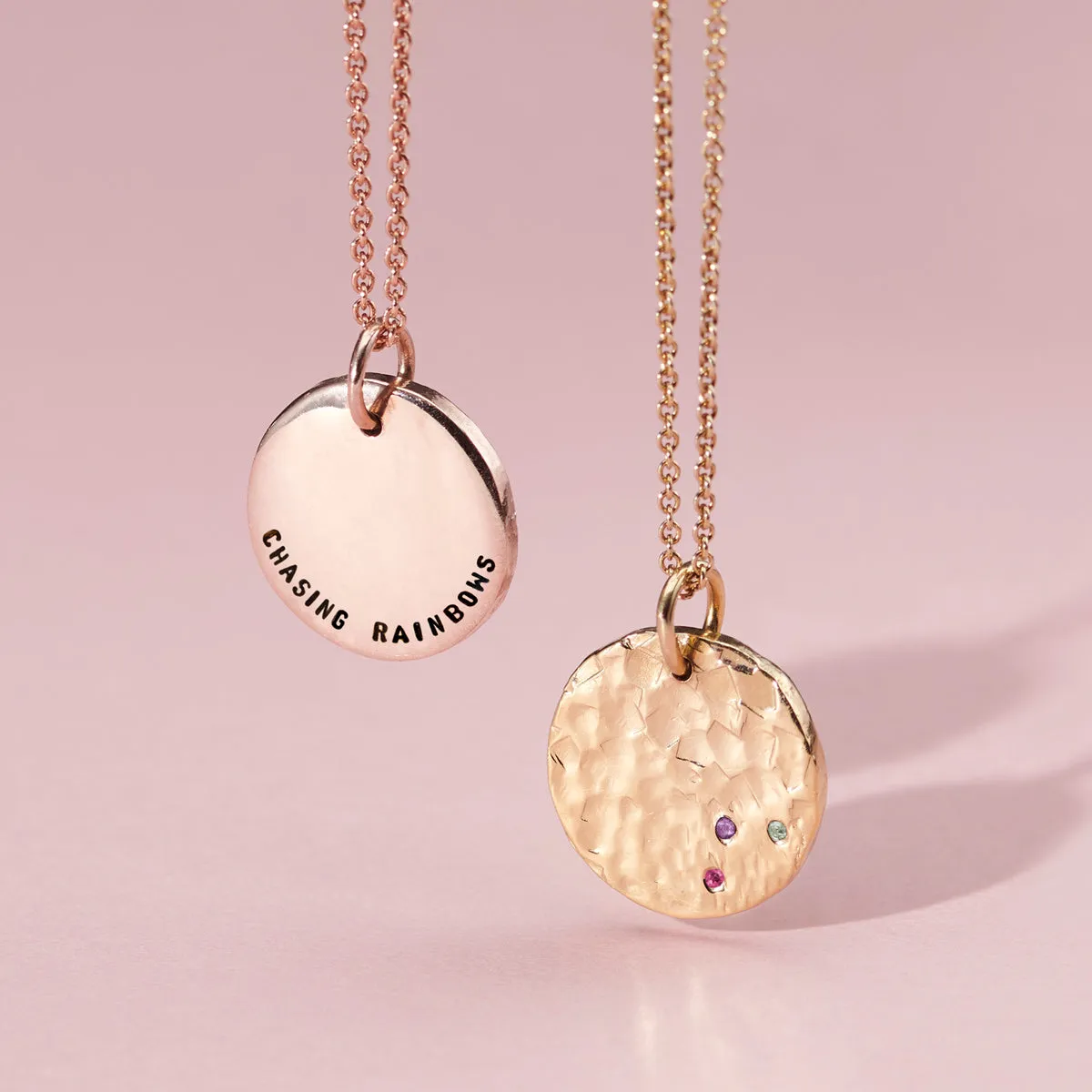 Textured Confetti Birthstone Disc Necklace