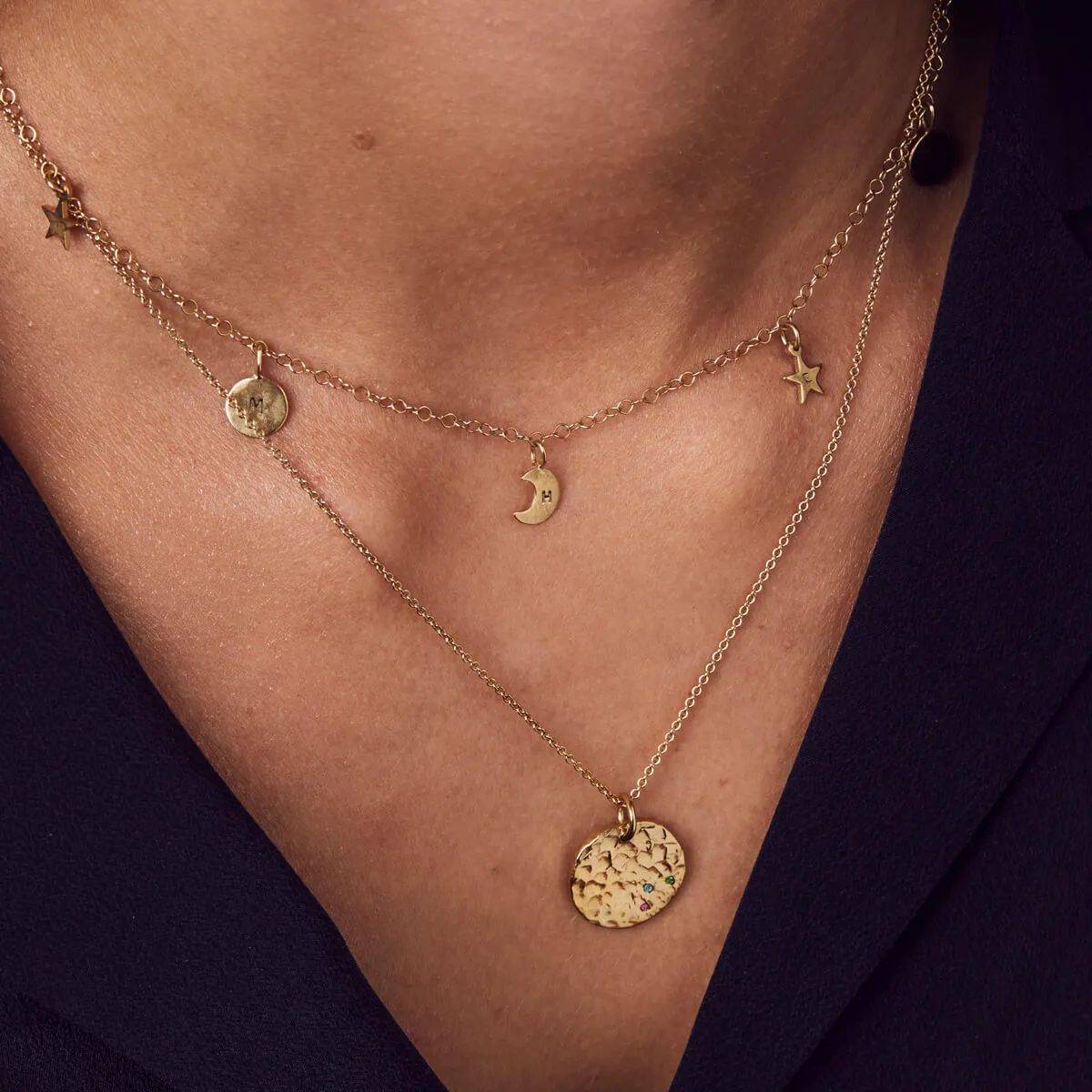 Textured Confetti Birthstone Disc Necklace