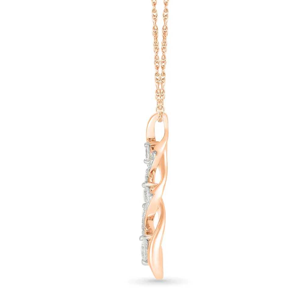 Twirl Shimmering  Gold & Diamond Pendant