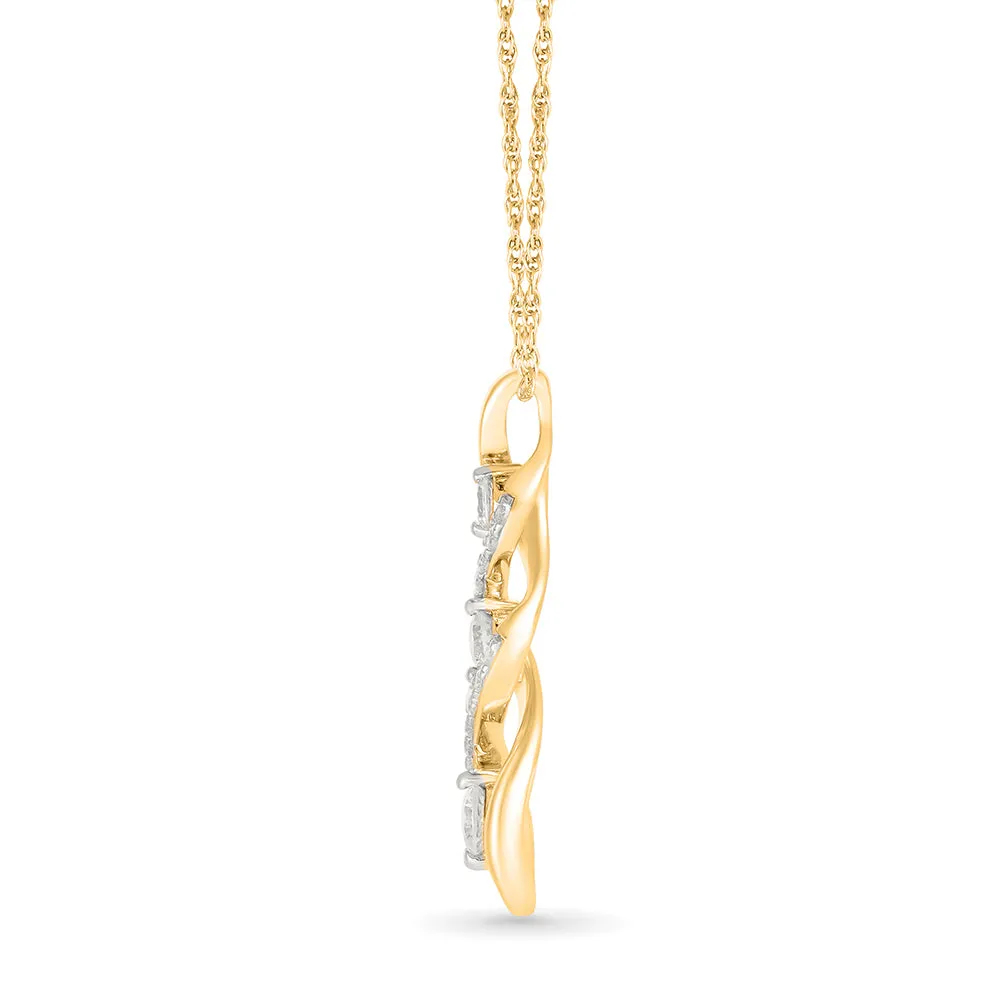 Twirl Shimmering  Gold & Diamond Pendant