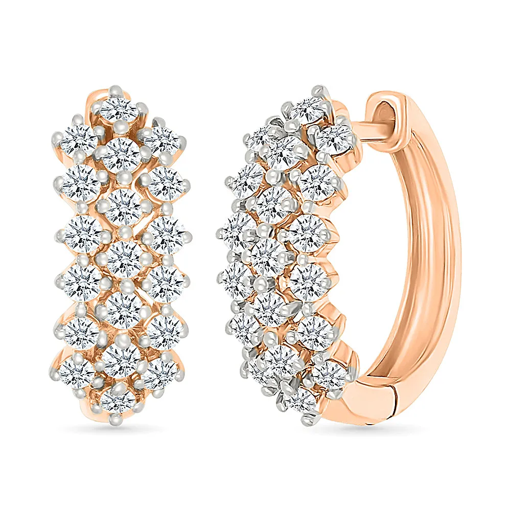 Web Cross Over  Gold & Diamond Earrings
